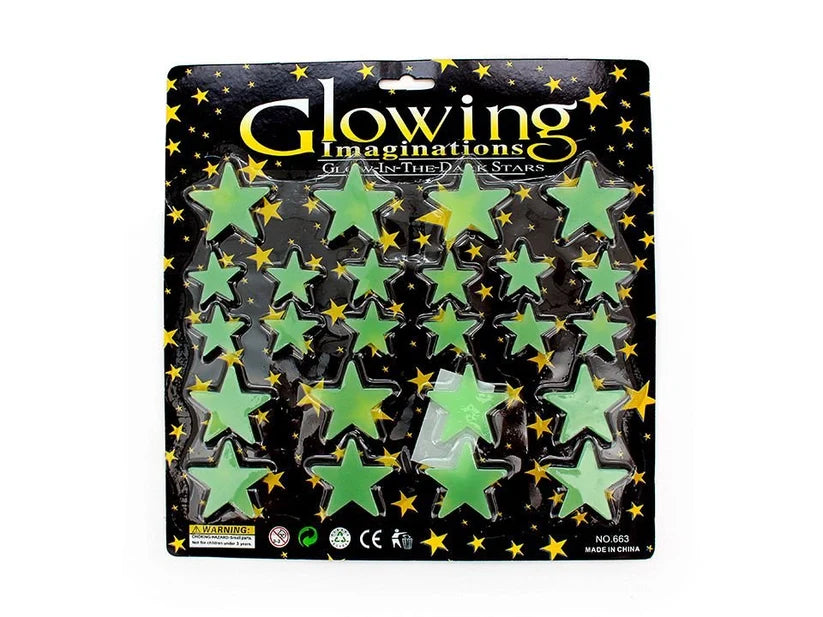 2 Pack of Glowing Imagination - Glow in the Dark Stars - 24 Various Size Stars in a Pack, 2 pack means 48 Glow in the dark Stars