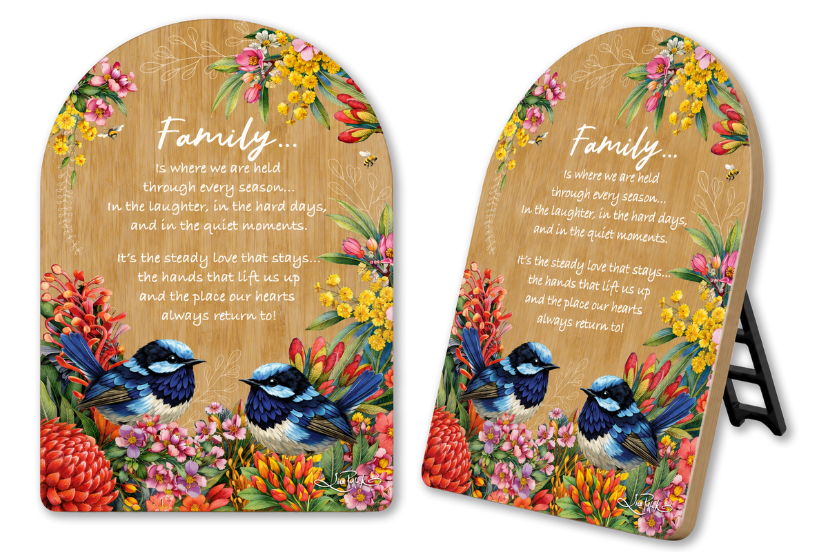 Lisa Pollock Fairy Wrens Arch Affirmation Plaque - Family