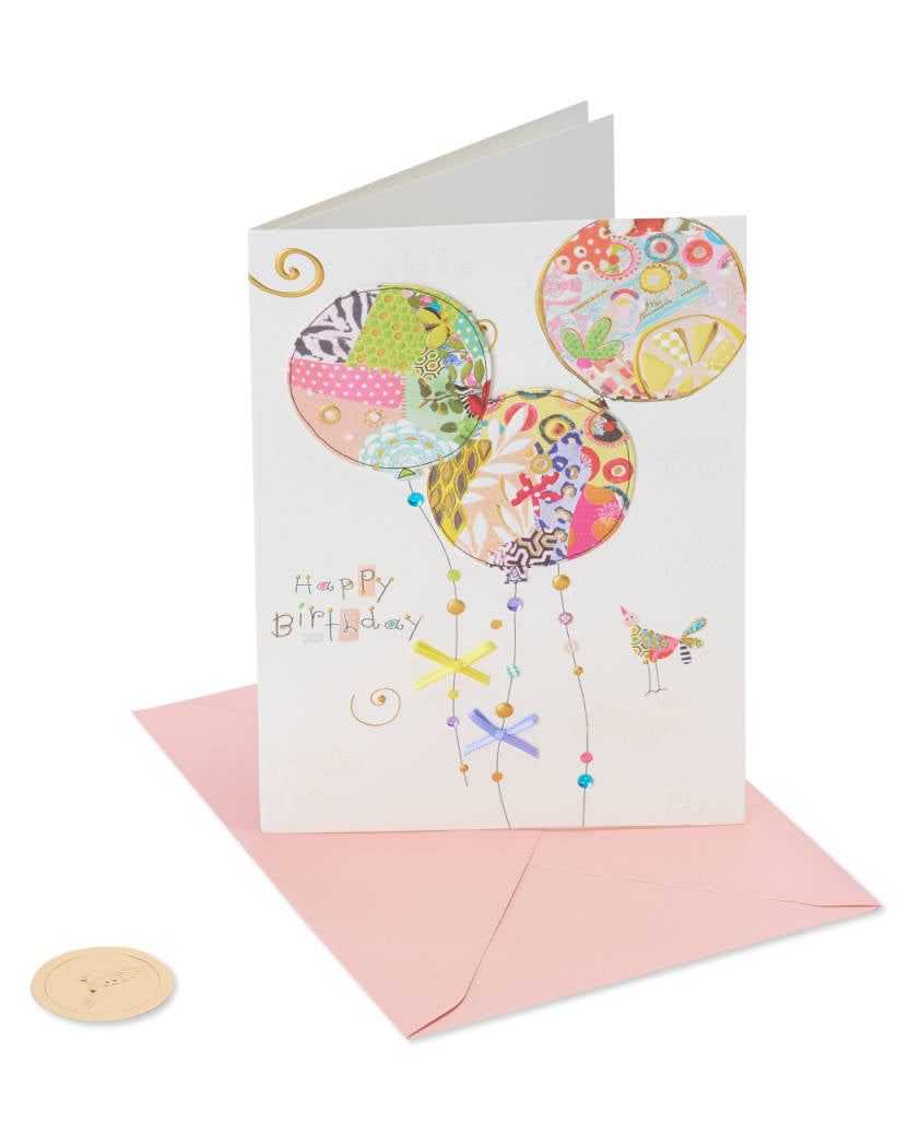 Papyrus - Patchwork Balloons Birthday Greeting Card – Designed by House of Turnowsky