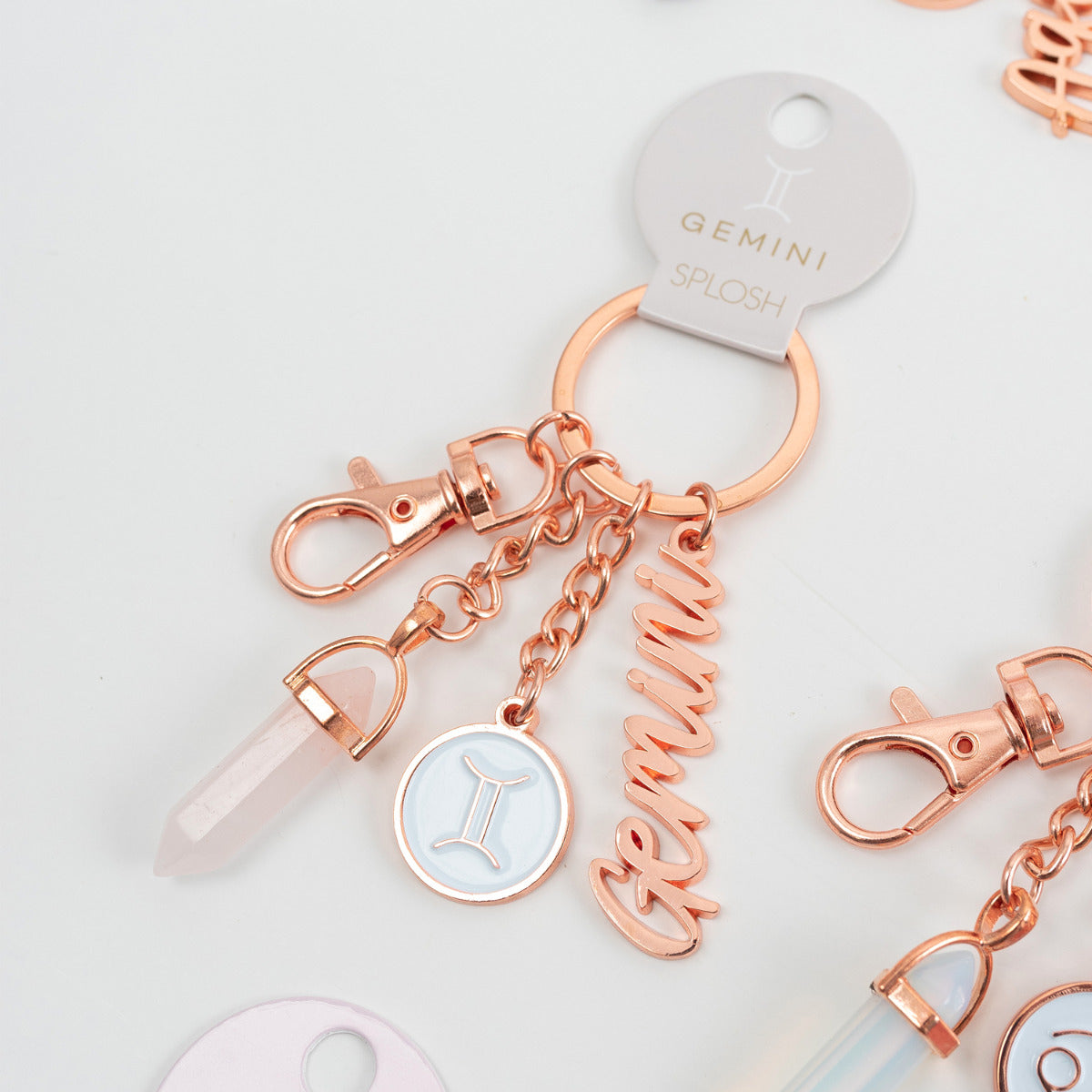 Splosh Mystique Gemini Keychain with Coloured Crystals