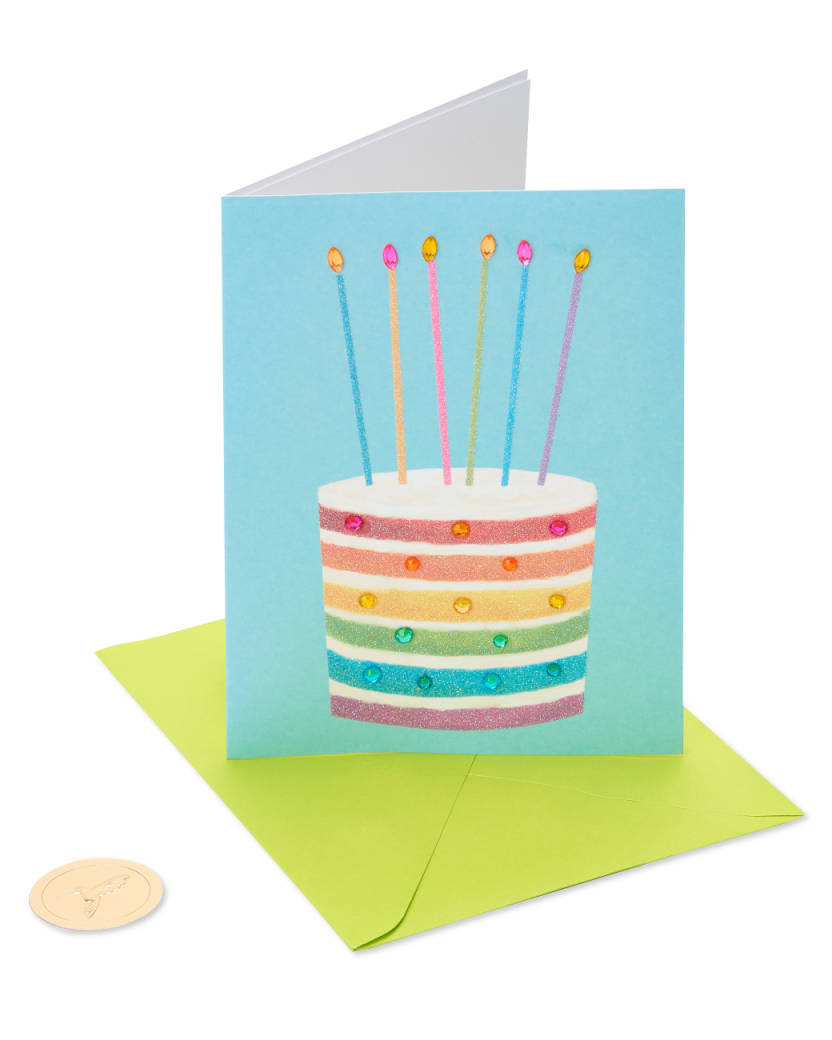 Papyrus - Glittered Rainbow Cake Birthday Greeting Card