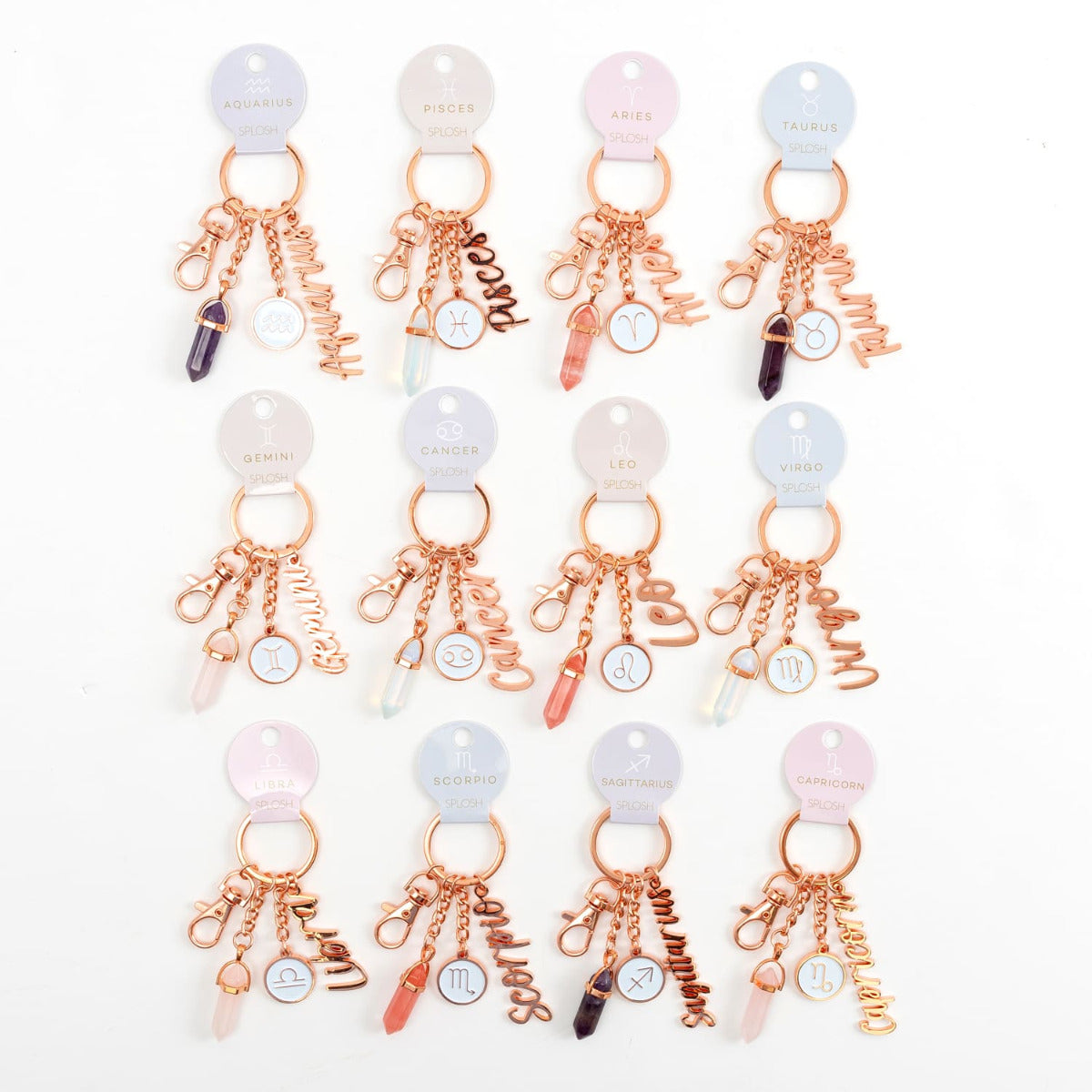 Splosh Mystique Aquarius Keychain with Coloured Crystals