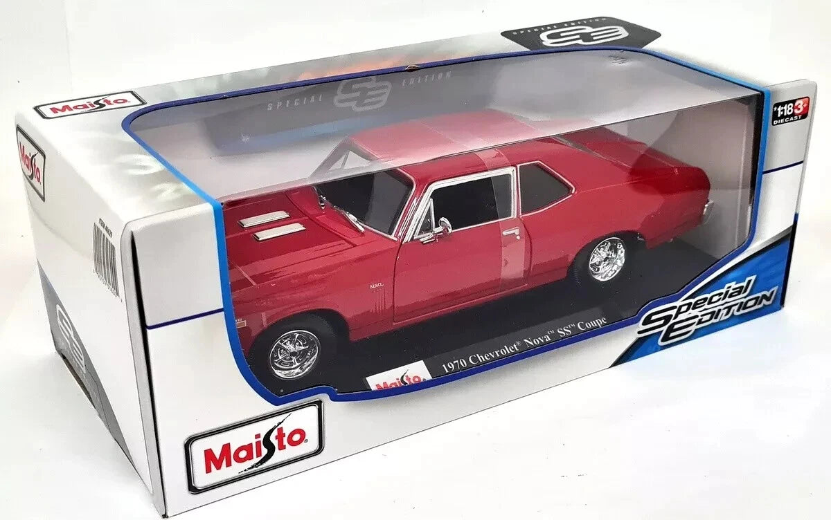 Maisto 1/18 - Chevrolet Nova SS Coupe 1970 Red Diecast Scale Model Car