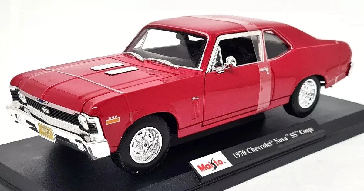 Maisto 1/18 - Chevrolet Nova SS Coupe 1970 Red Diecast Scale Model Car