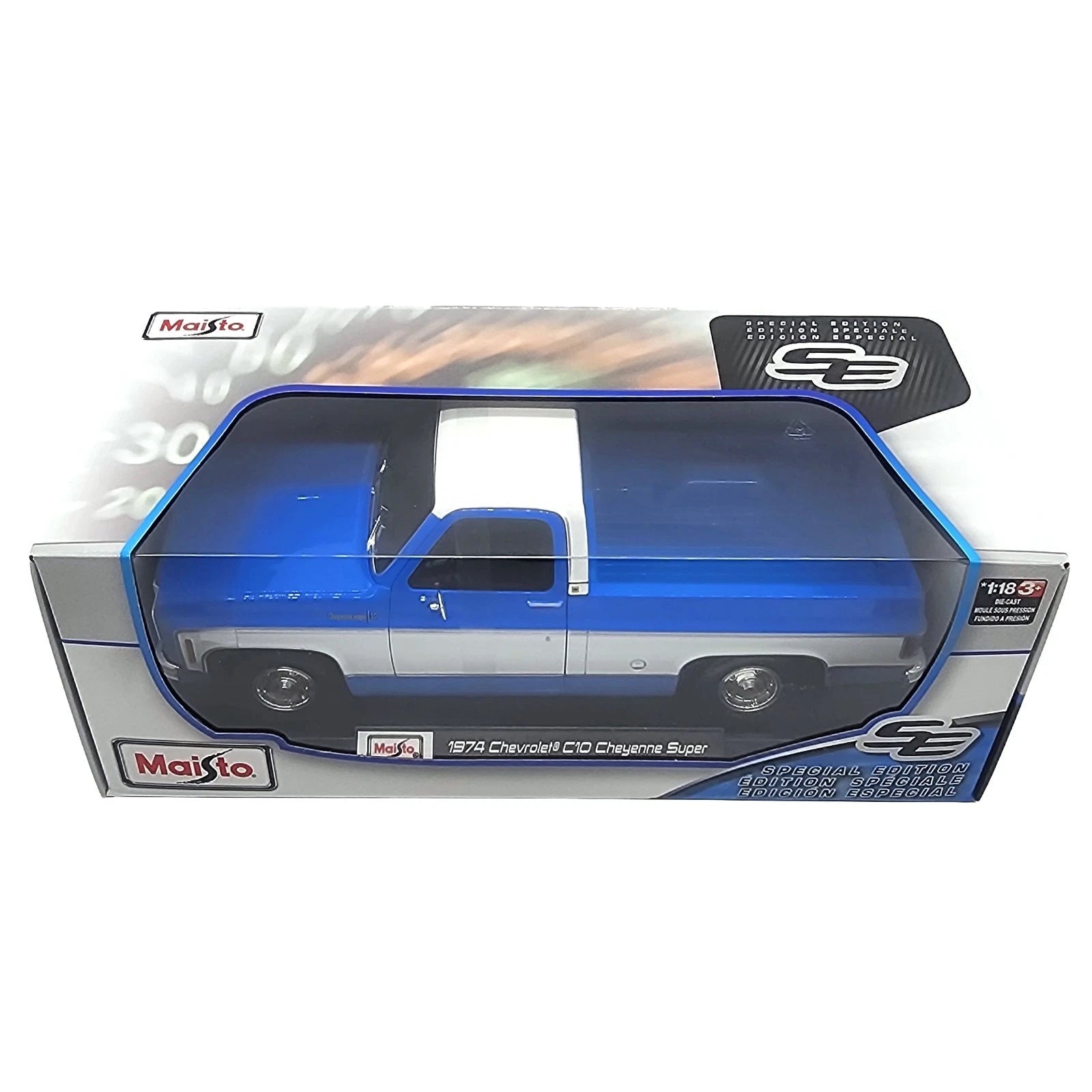 Maisto 1/18 1974 Chevrolet C10 Cheyenne Super Blue Special Edition Die Cast Model Car