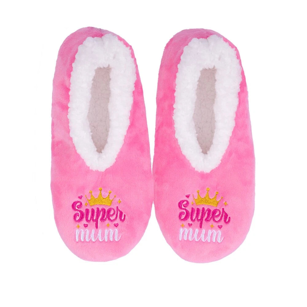 SnugUps Women's Quote Super Mum Winter Booties Warm Slippers