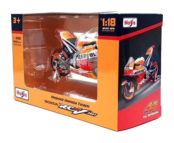 Maisto 1:18 Moto GP 2021 Repsol Honda Team Marc Marquez & Pol Espargaro Diecast Motorcycle
