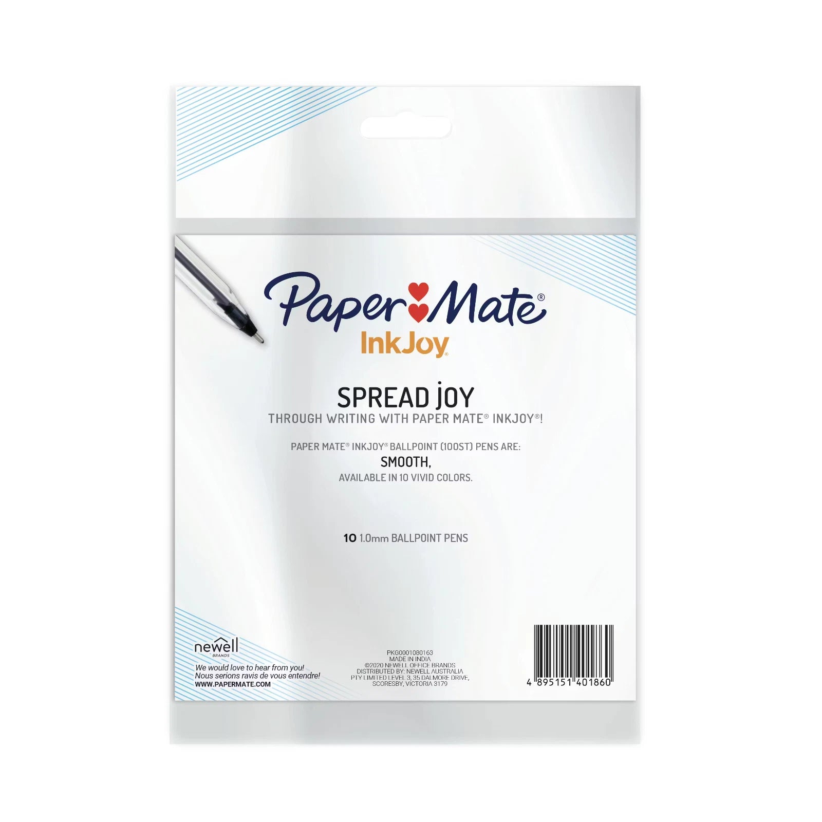 PaperMate InkJoy 1.0 Ballpoint Pens Black (10 Pack) Medium Point Pen 100ST