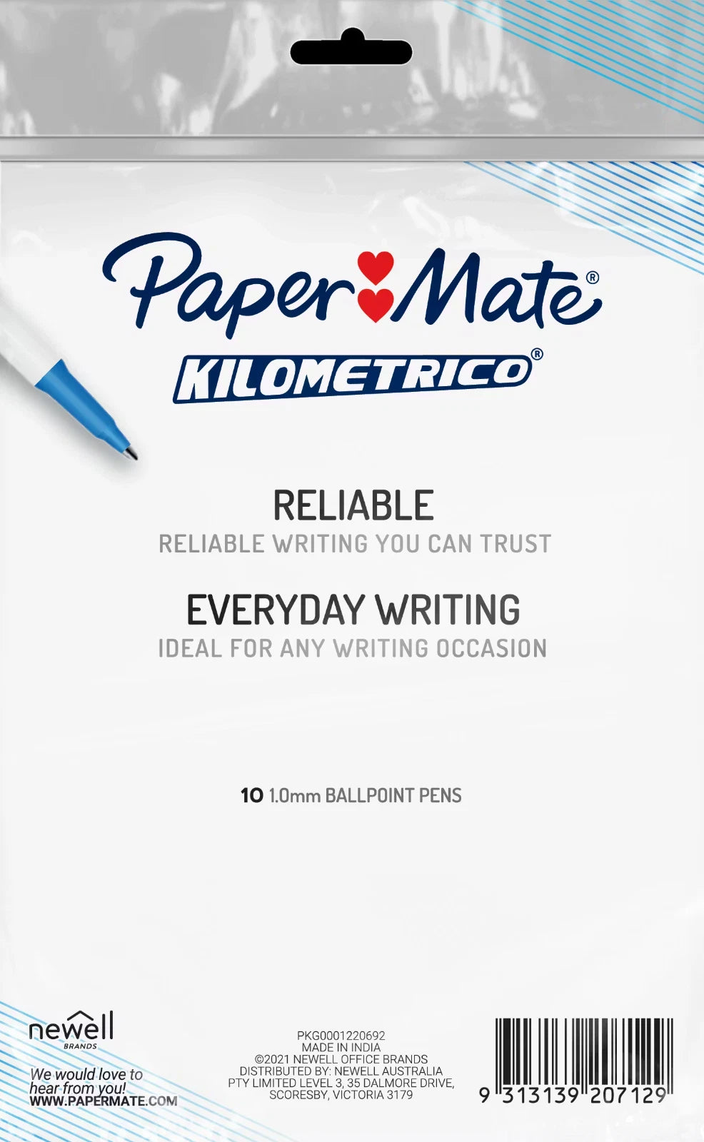 PaperMate Kilometrico 1.0 Ballpoint Pens Blue (10 Pack) Medium Point Pen