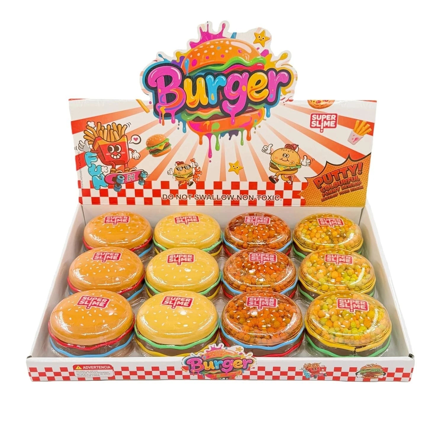 Burger Sensory Toy - Burger Shape Colourful Putty Slime Foam Beads