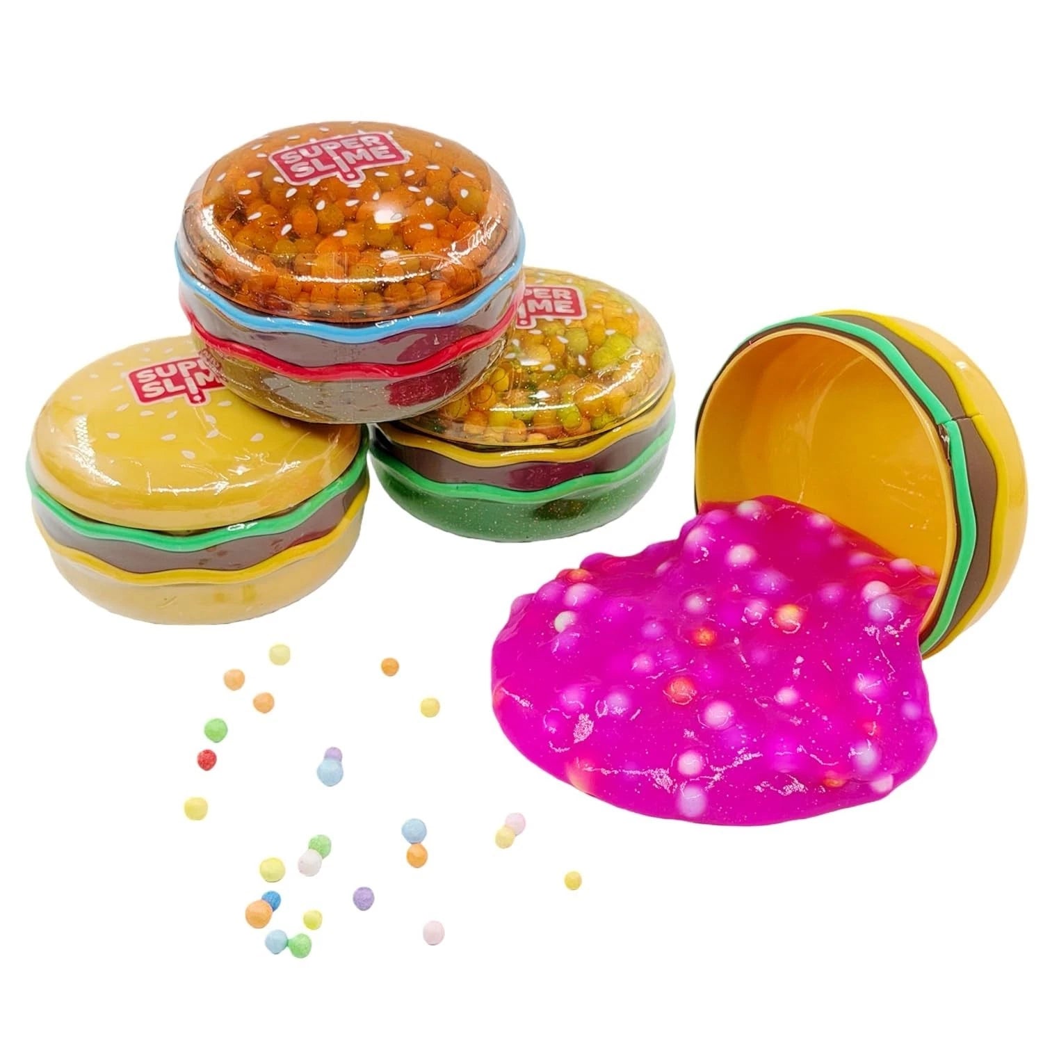 Burger Sensory Toy - Burger Shape Colourful Putty Slime Foam Beads