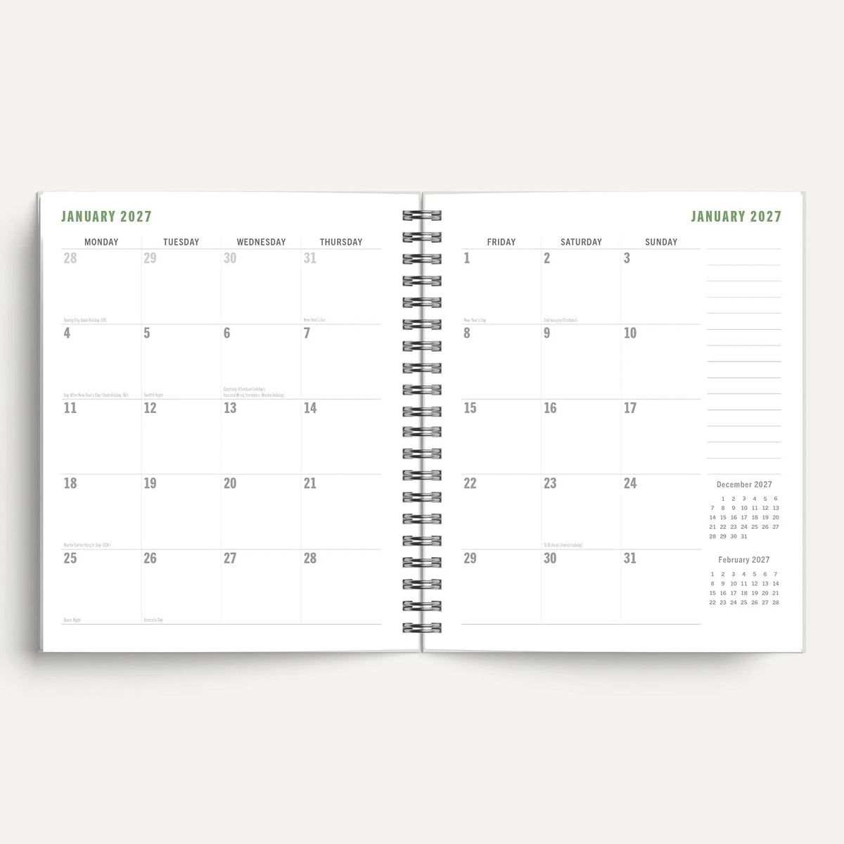 Garden Life 2027 A5 Spiral Diary on a desk with a succulent plant and pen