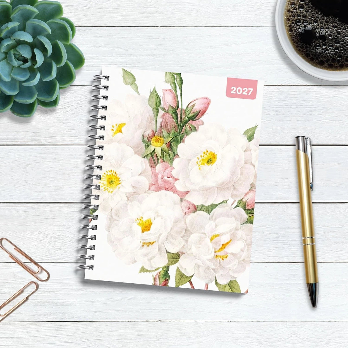 Redoute 2027 A5 Spiral Diary dimensions and feature list including holidays, observances and inner pocket