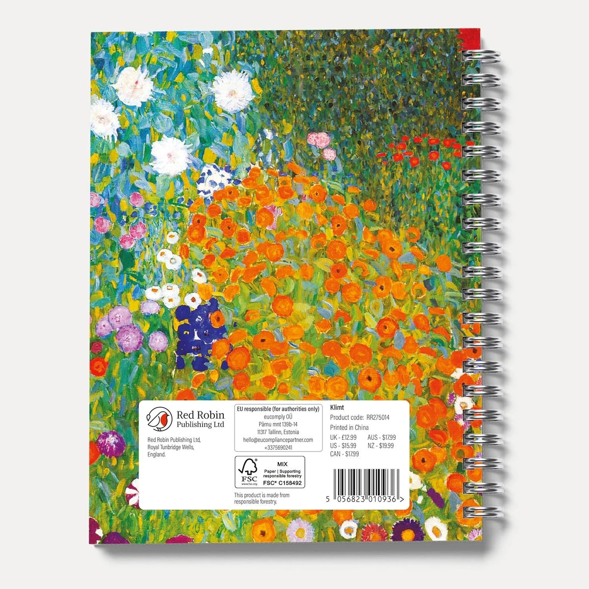 Klimt 2027 A5 Spiral Diary week to view spread with Portrait of a Lady artwork
