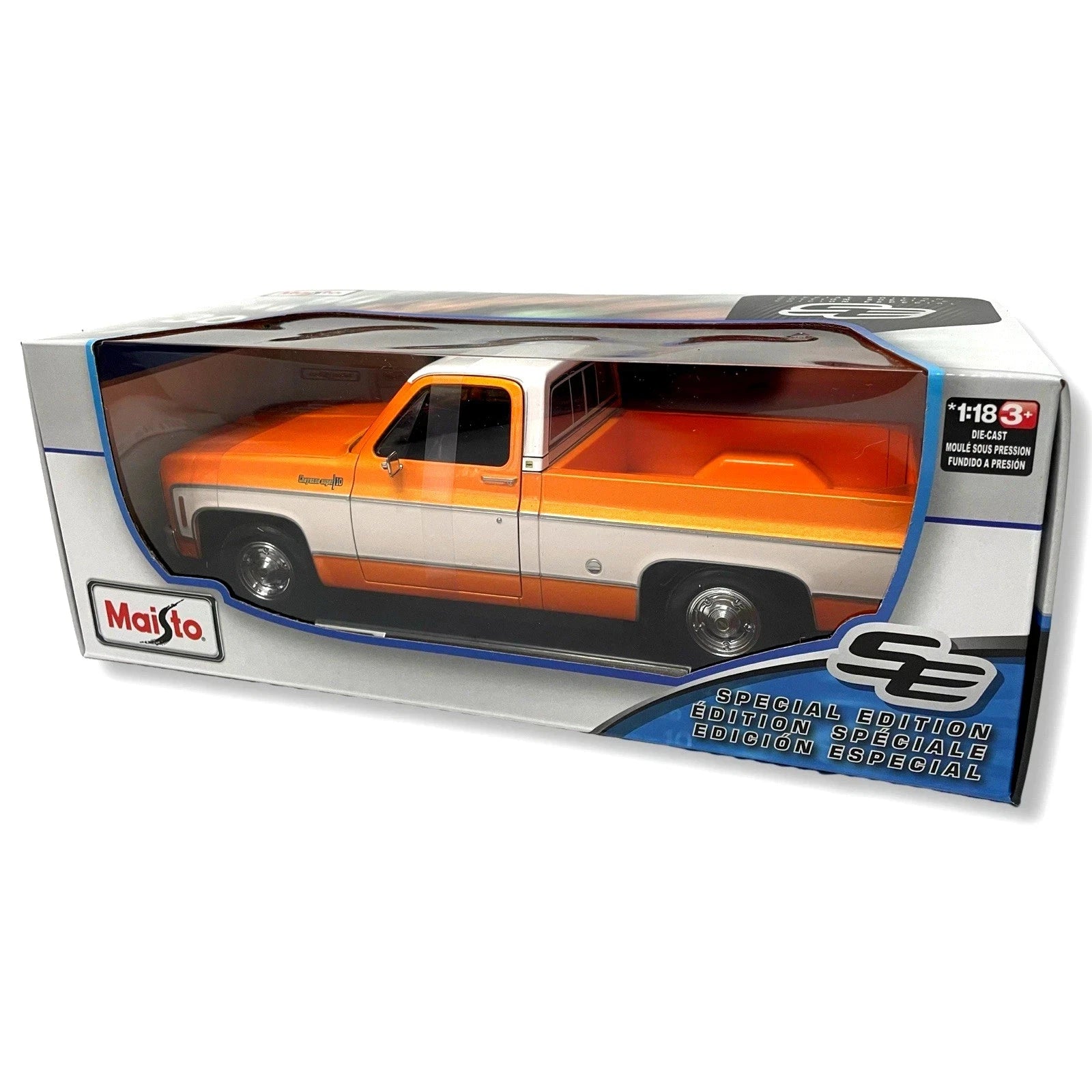 New Maisto 1:18 1974 Chevrolet C10 Cheyenne Super Orange Special Edition Diecast Model