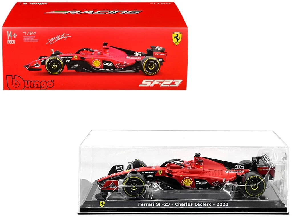 Bburago 1:24 2023 Ferrari F1 SF-23 With Helmet Leclerc #16 Diecast Car Model Kit