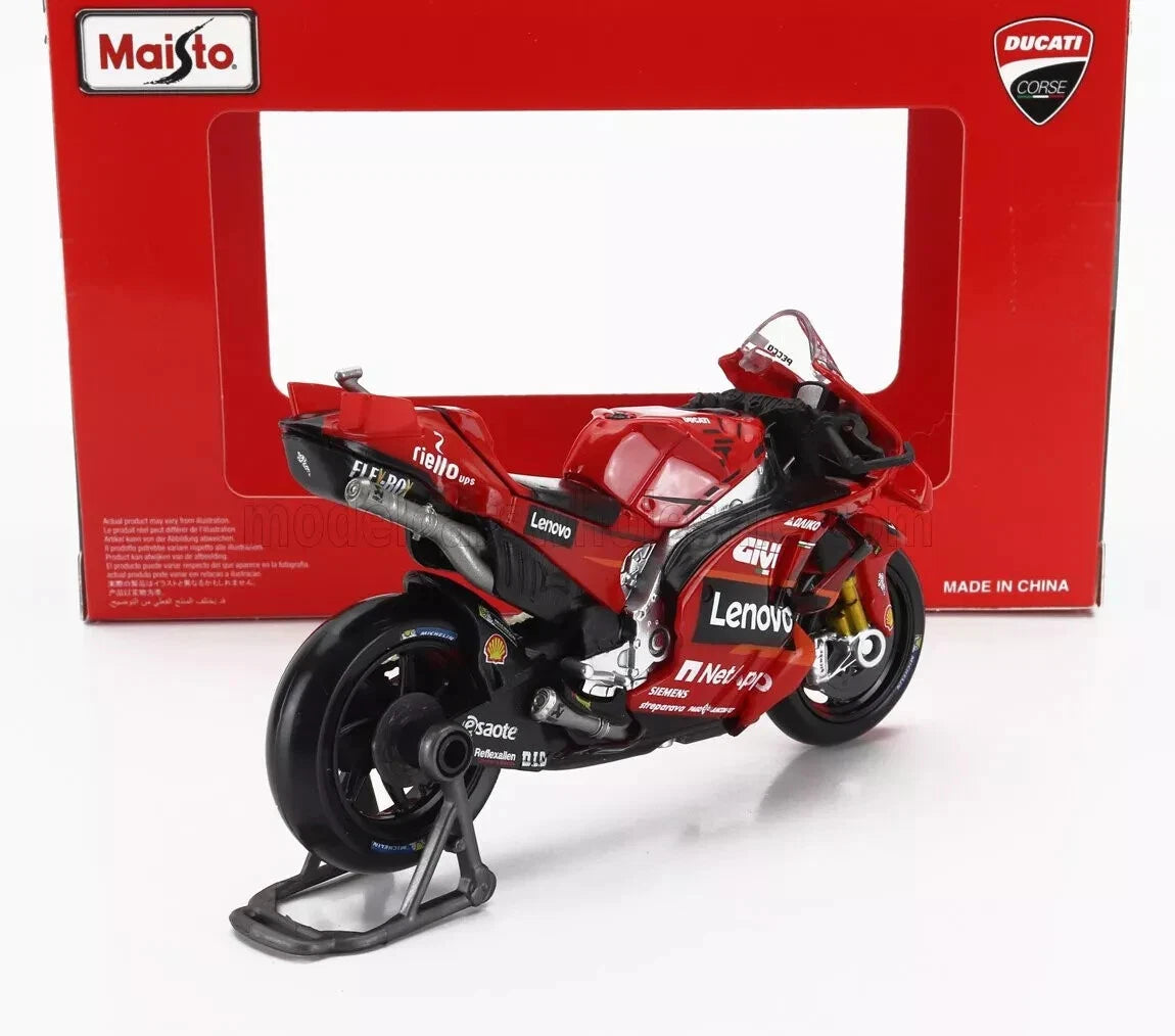 Maisto 1:18 Ducati Desmosedici GP22 2022 Lenovo Team Jack Miller & Francesco Bagnaia Diecast Motorcycle