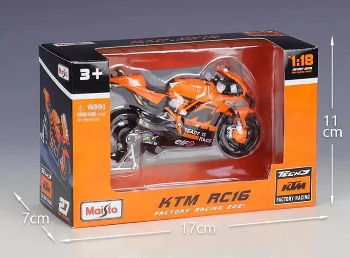 Maisto 1:18 Moto GP 2021 Tech3 KTM Factory Petrucci & Lecuona Diecast Motorcycle