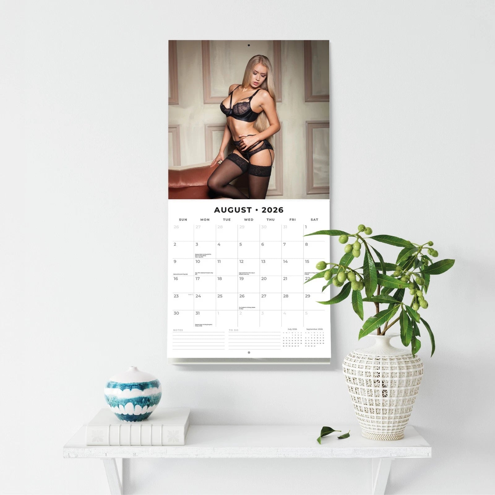 Babes in Black – 2026 Square Wall Calendar Monthly Planner | 16-Month, Large Grid | Red Robin (RR261177)