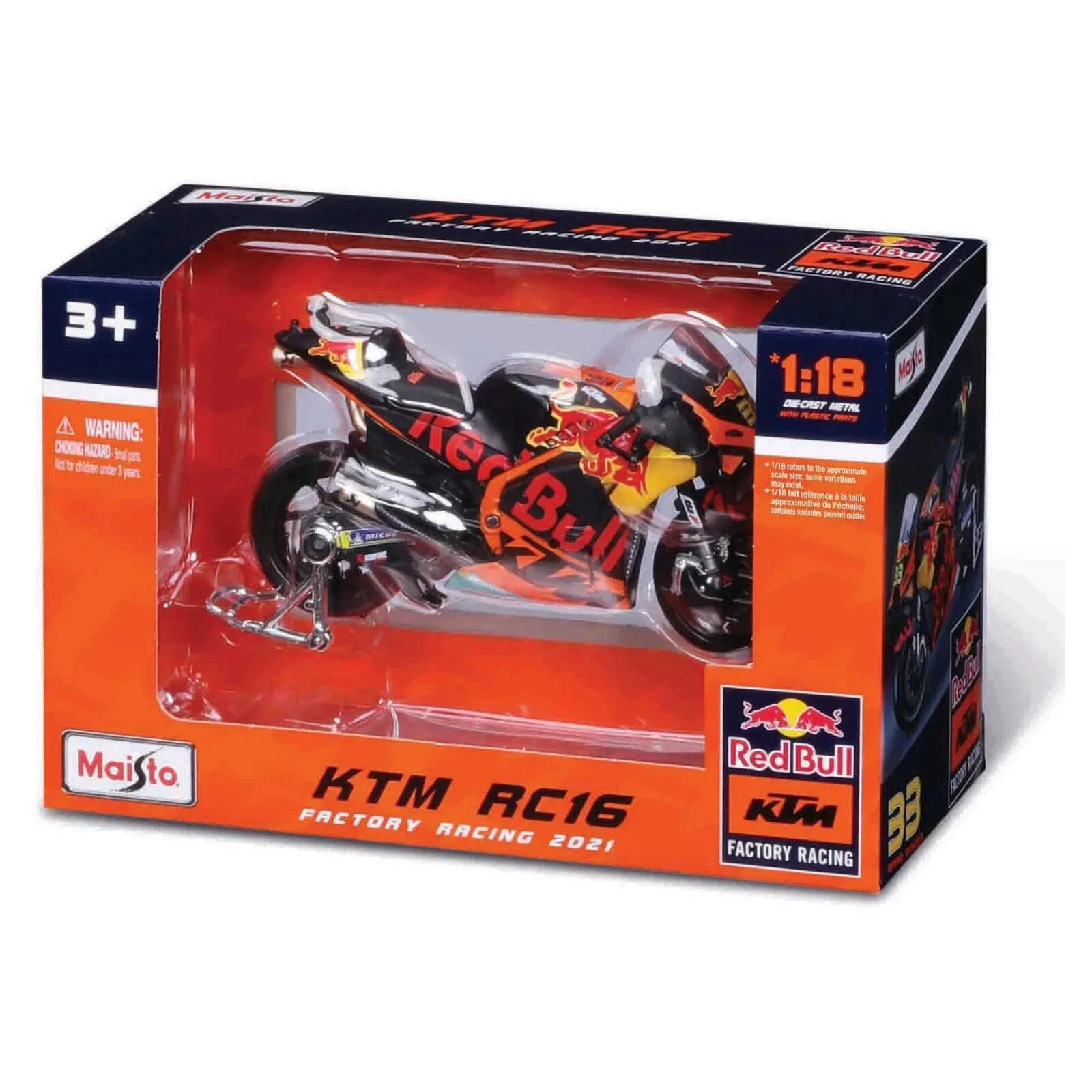 Maisto 1:18 Moto GP 2021 Red Bull KTM Factory Racing Oliveira & Binder Diecast Motorcycle