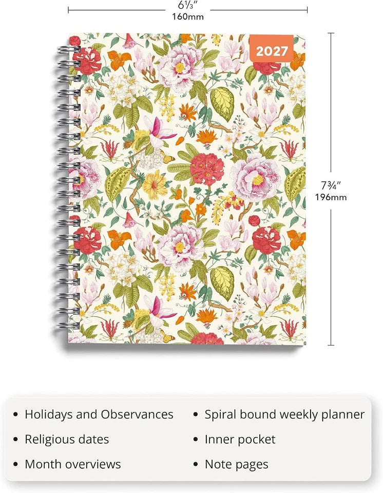 Nature 2027 A5 Spiral Diary January 2027 monthly overview spread