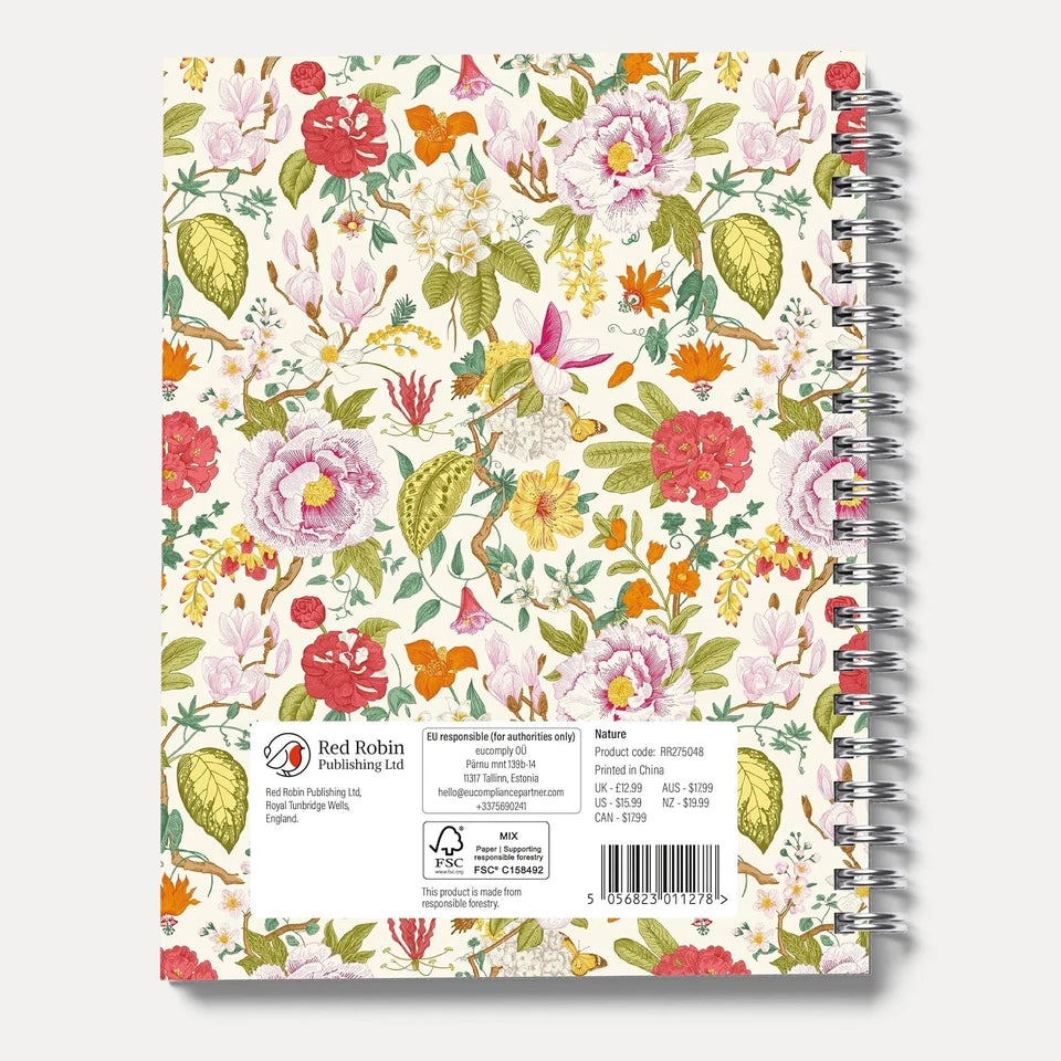 Nature 2027 A5 Spiral Diary front cover on desk with succulent plant and pen