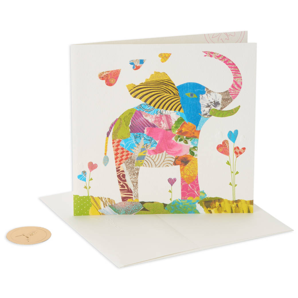 Papyrus - Collage Elephant Birthday Greeting Card – Designed by House of Turnowsky