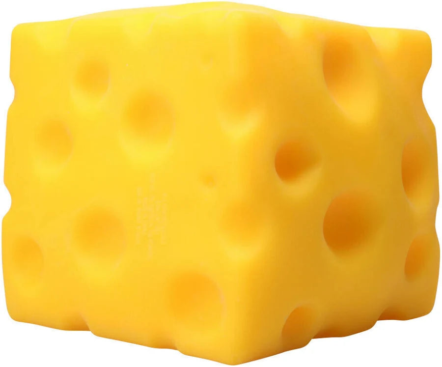 Jumbo Squeeze Cheese squishy toy block isolated on white background