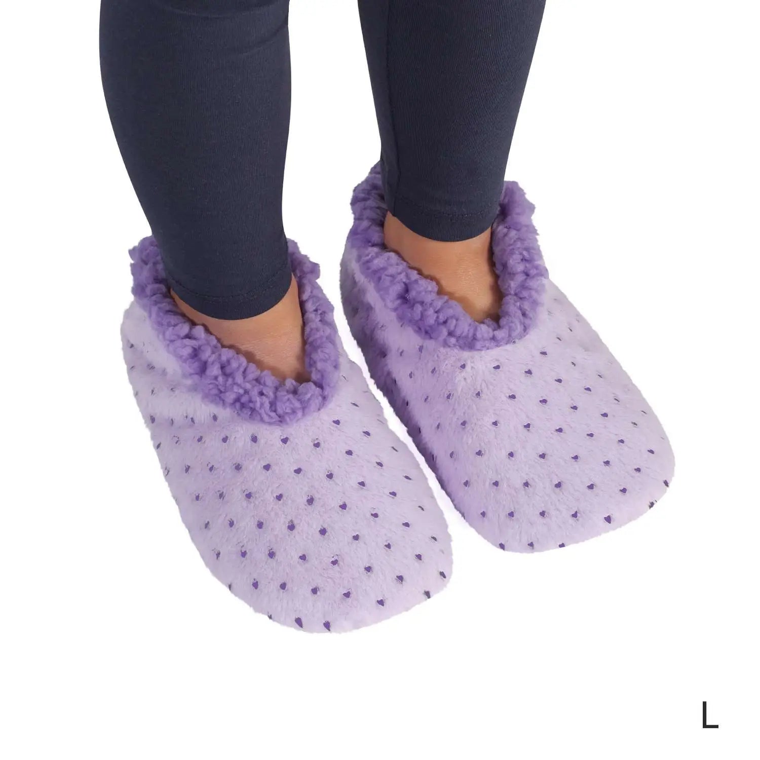 SnugUps Kids Purple Hearts Warm Booties Indoor Slippers
