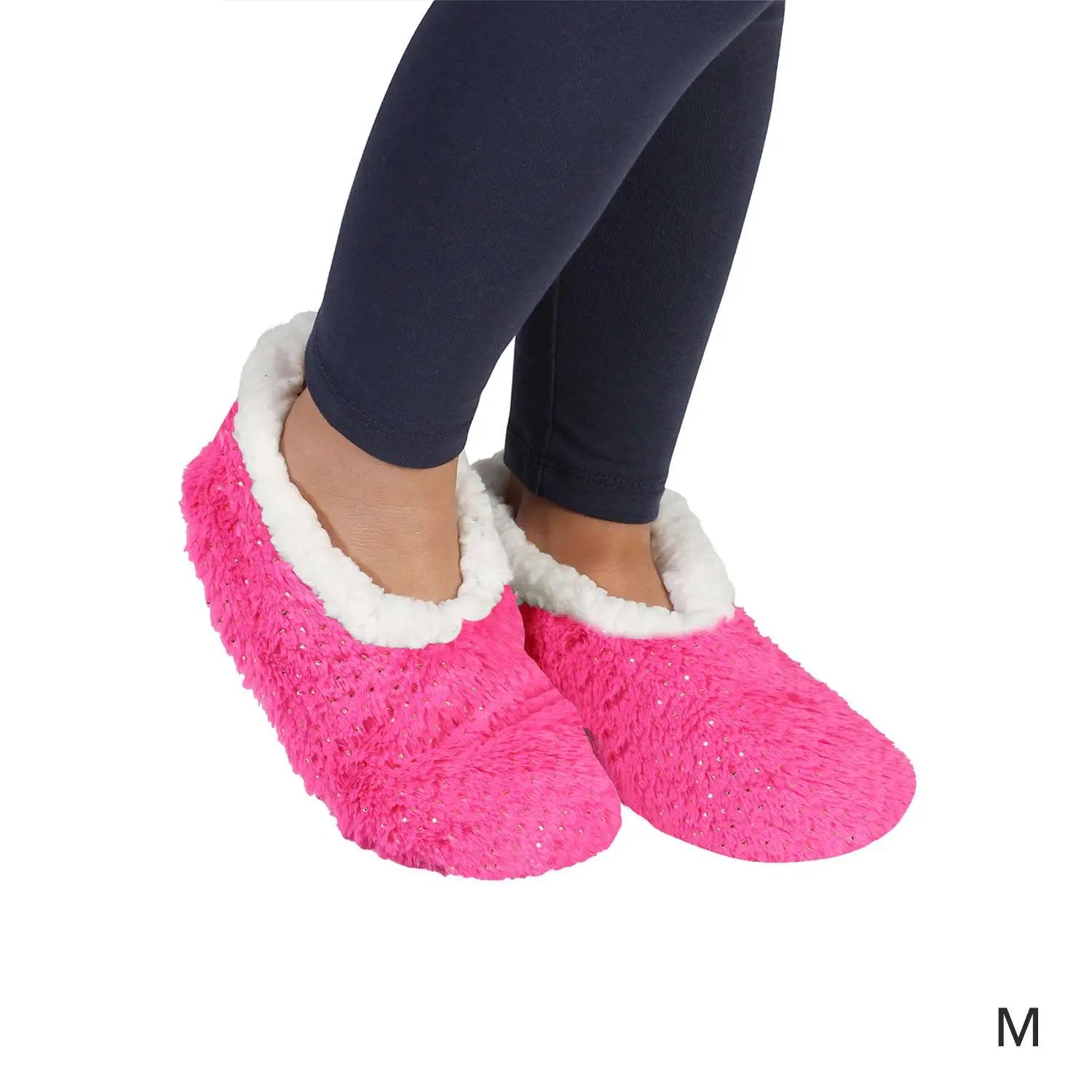 SnugUps Kids Pink Sparkle Warm Booties Warm Indoor Slippers