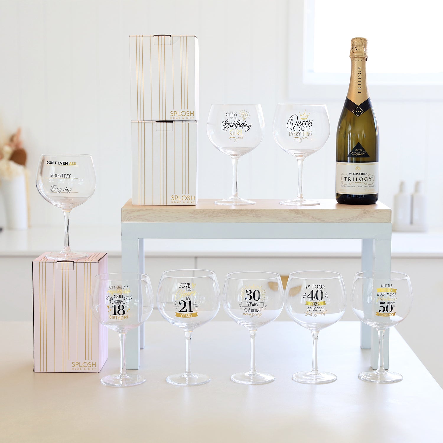 Splosh Sip Celebration 50th Balloon Glass