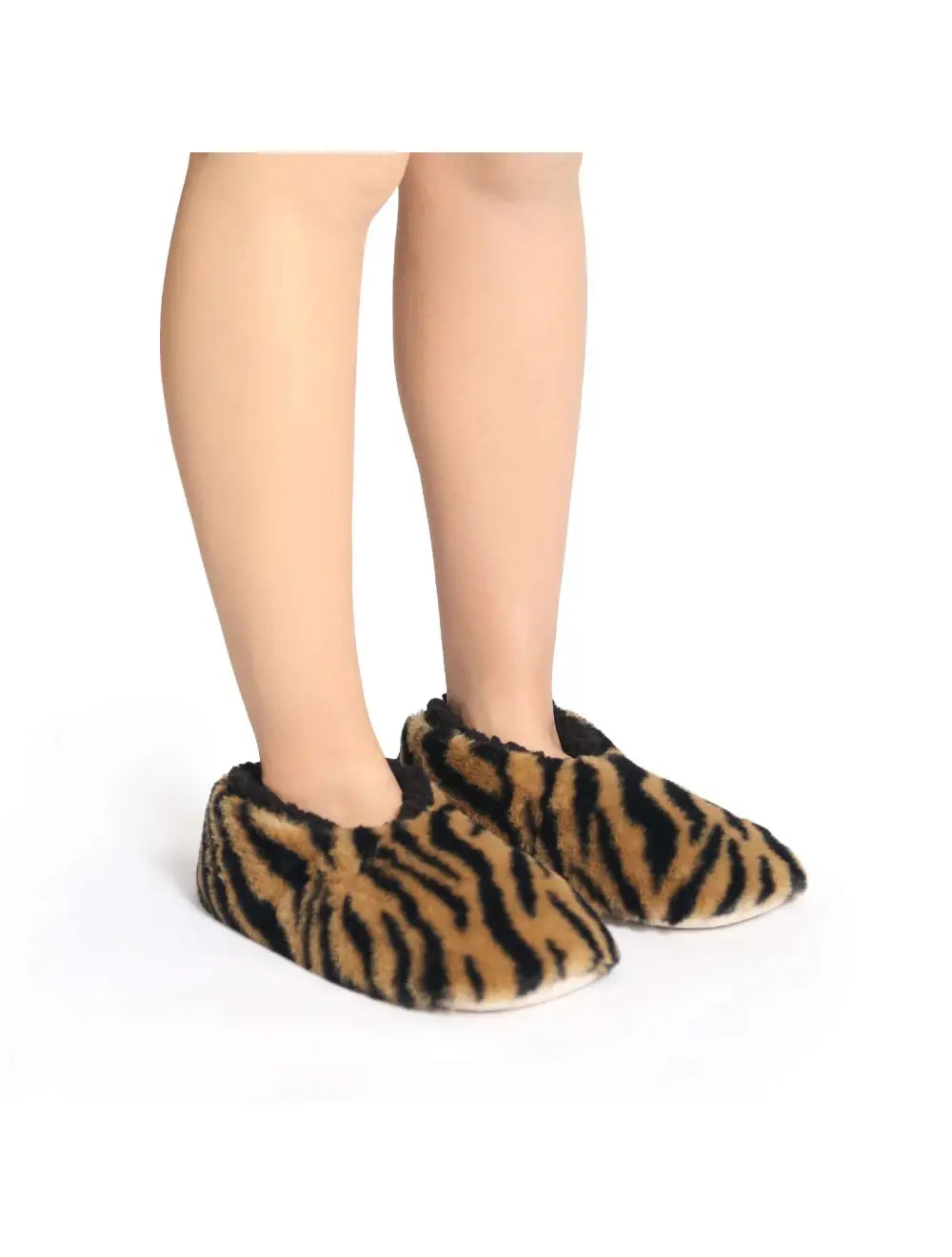 SnugUps Women's Tiger Print Caramel Winter Booties Warm Slippers