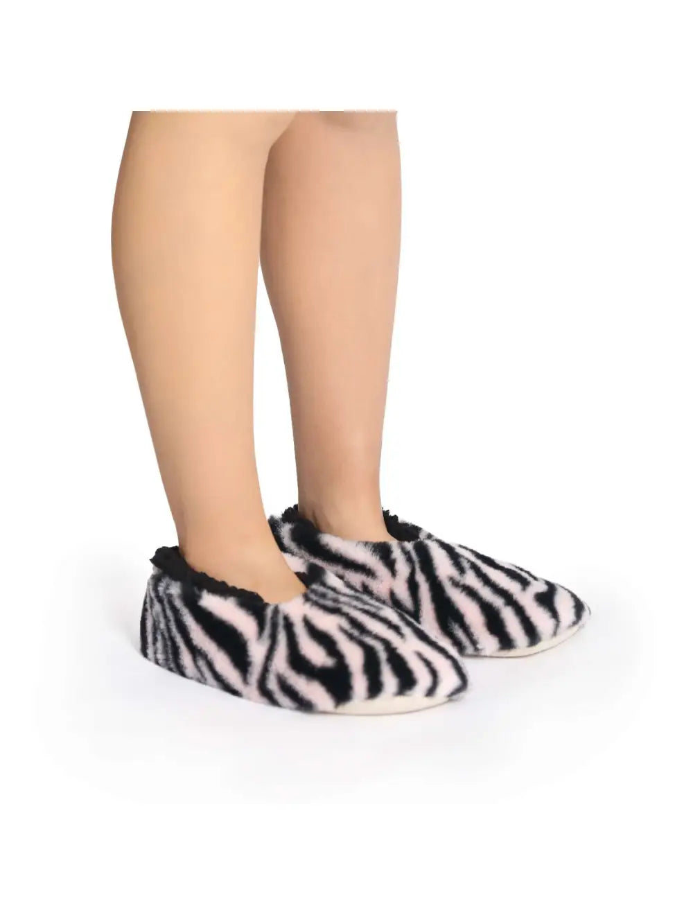 SnugUps Women's Zebra Print Pink Winter Booties Warm Slippers