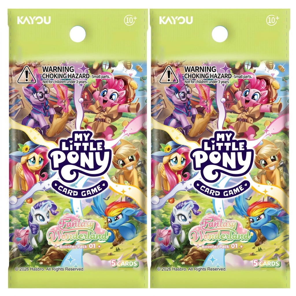 Two My Little Pony Fantasy Wonderland booster packs side by side on a white background