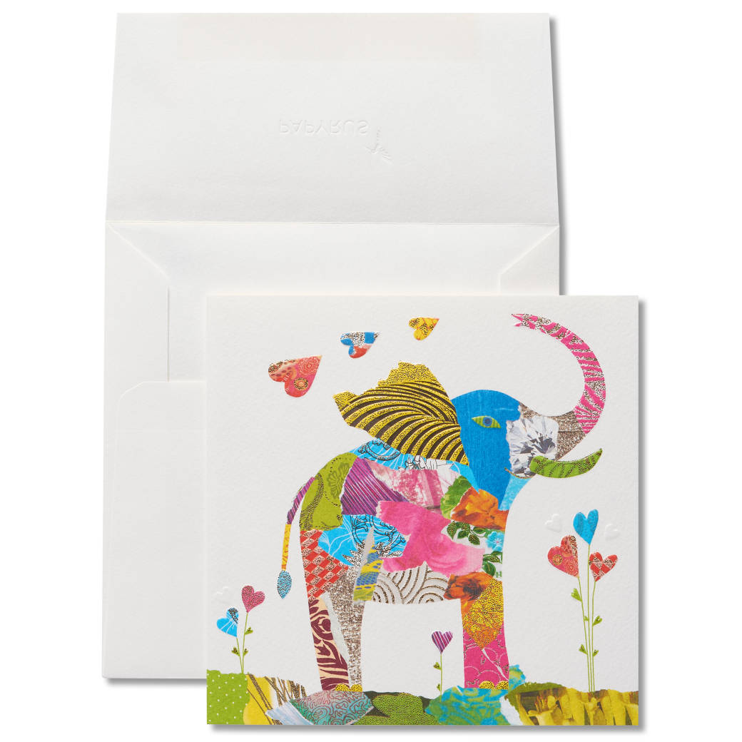 Papyrus - Collage Elephant Birthday Greeting Card – Designed by House of Turnowsky