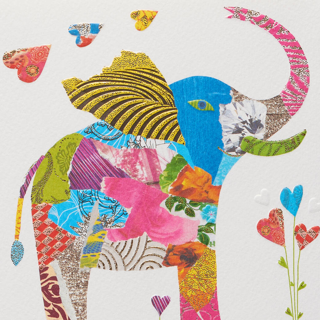 Papyrus - Collage Elephant Birthday Greeting Card – Designed by House of Turnowsky