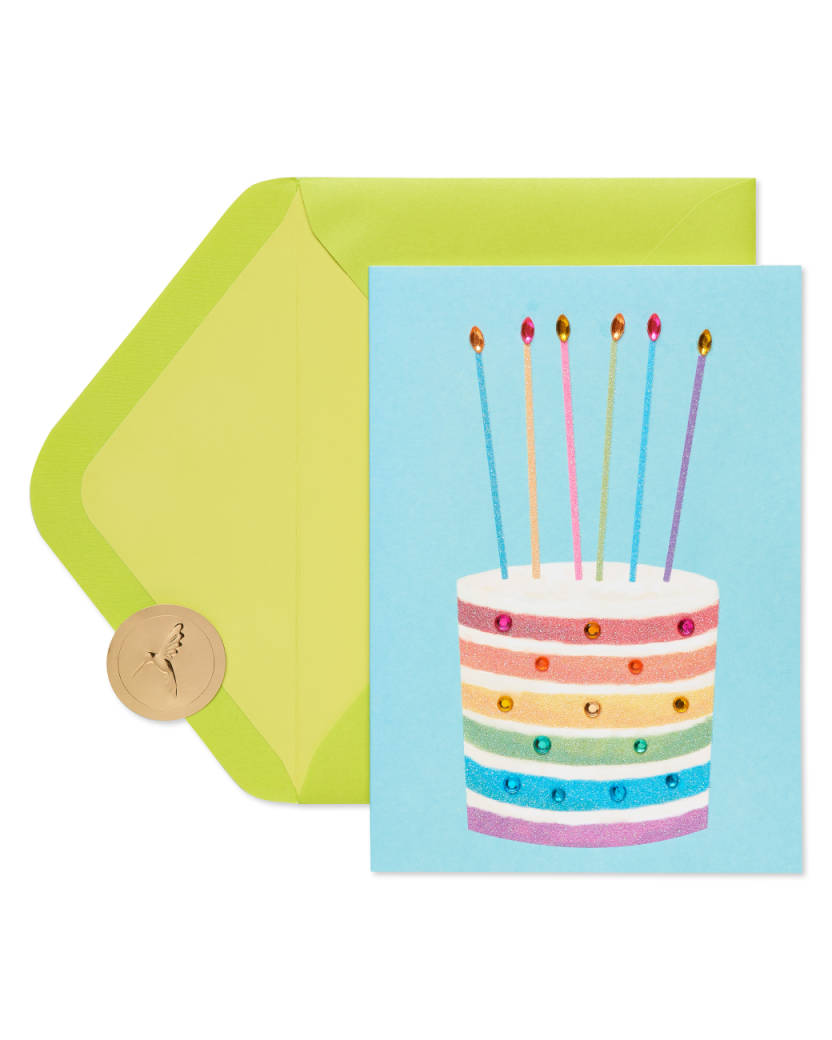 Papyrus - Glittered Rainbow Cake Birthday Greeting Card